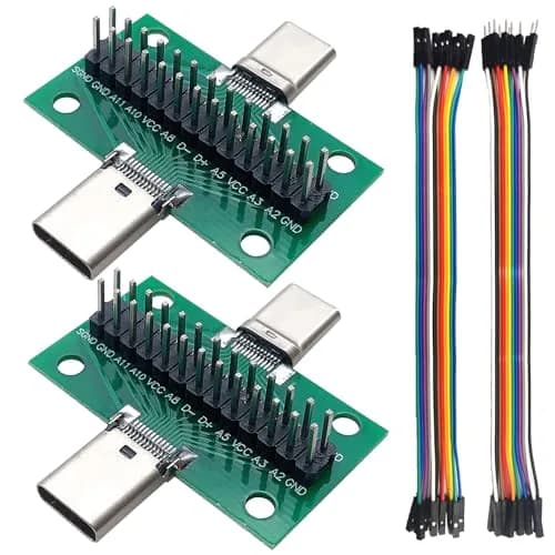 minidodoca USB 3.1 Type-C Male to Female Test Board 24 Pins | PCB Connector for Data Transfer - 2 pcs thumbnail 1