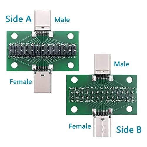 minidodoca USB 3.1 Type-C Male to Female Test Board 24 Pins | PCB Connector for Data Transfer - 2 pcs thumbnail 2