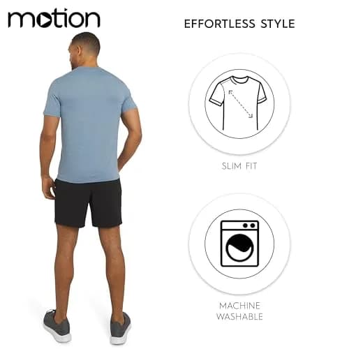 Motion Men's Slim Fit Tee Active Performance Super Soft Stretchable T-Shirt, Belgian Blue thumbnail 6