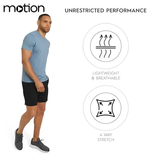 Motion Men's Slim Fit Tee Active Performance Super Soft Stretchable T-Shirt, Belgian Blue thumbnail 3