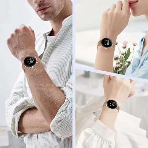KONXISA Metal Mesh Watch Band for Google Pixel Watch 5/4/3 45mm, Rose Gold | Magnetic Closure, 22mm Width thumbnail 6