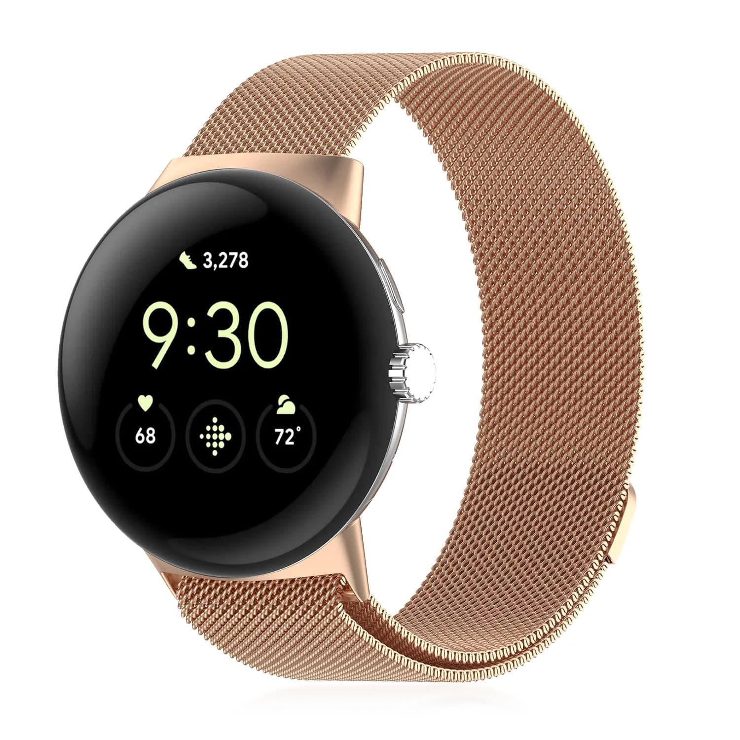 KONXISA Metal Mesh Watch Band for Google Pixel Watch 5/4/3 45mm, Rose Gold | Magnetic Closure, 22mm Width - main product image