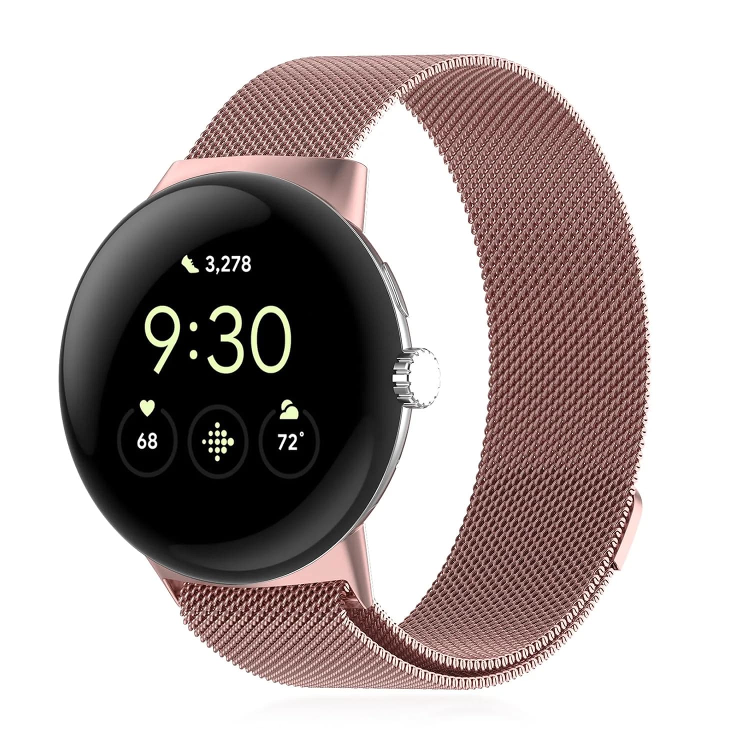 KONXISA Rose Pink Metal Sport Band for Google Pixel Watch 5/4/3 45mm | Magnetic Stainless Steel Mesh Strap — Rose Pink