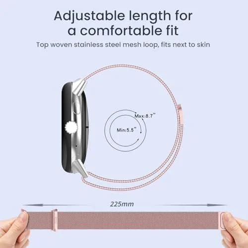 KONXISA Rose Pink Metal Sport Band for Google Pixel Watch 5/4/3 45mm | Magnetic Stainless Steel Mesh Strap thumbnail 5