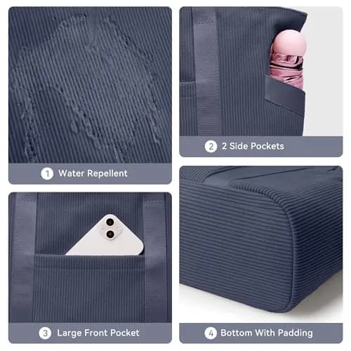 DIXEIGHT Tote Bag for Women, Large Corduroy Capacity | Water-Resistant & Versatile (70-120 chars) thumbnail 6