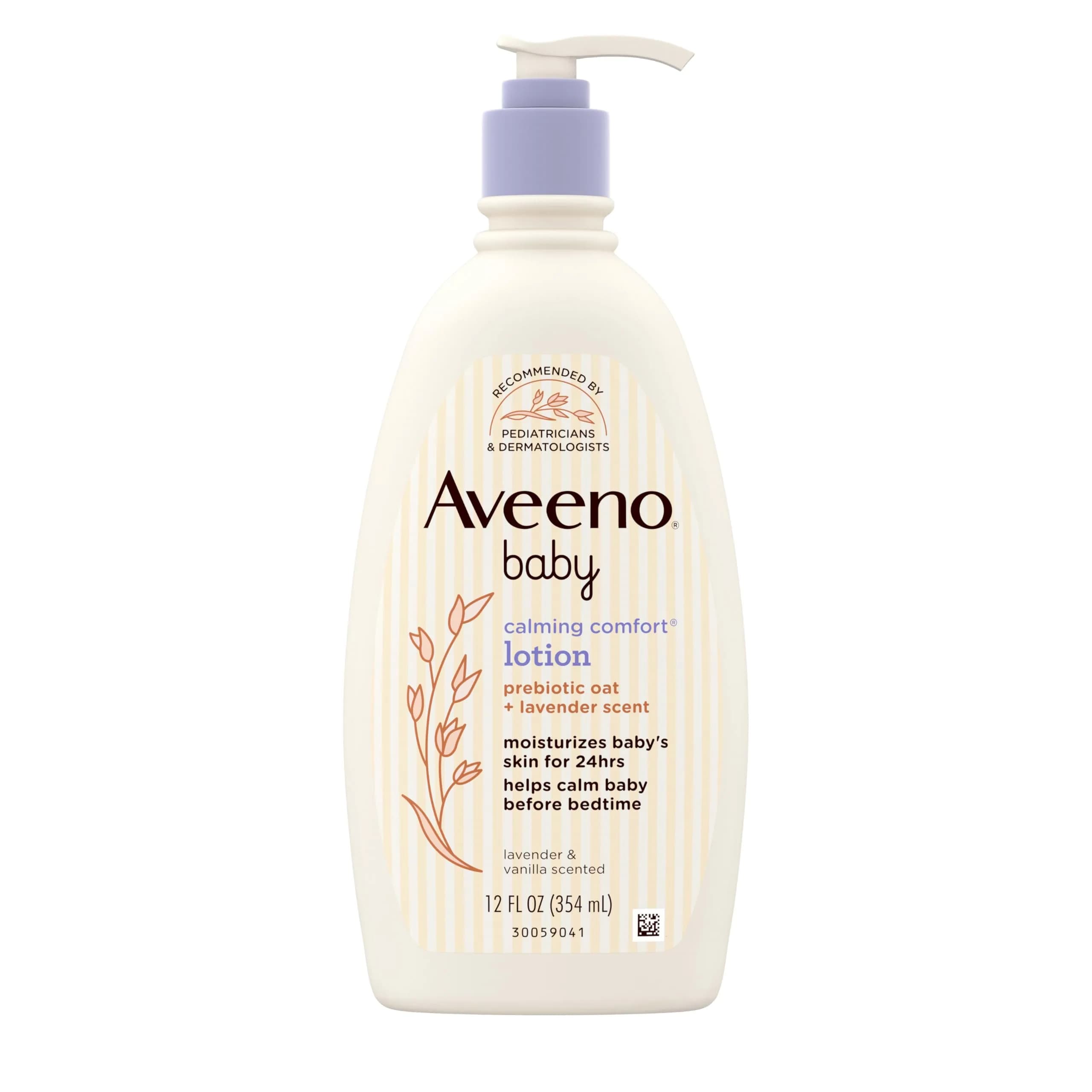Aveeno Baby Calming Comfort Moisturizing Body Lotion with Lavender & Vanilla, 355ml (12 fl. oz) | Gentle, Non-Greasy, 24-Hour Hydration — Off White