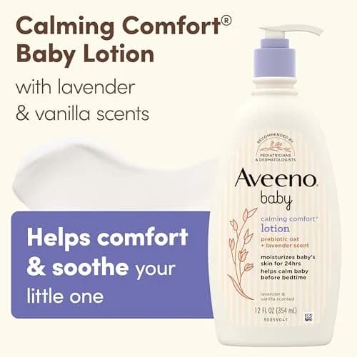 Aveeno Baby Calming Comfort Moisturizing Body Lotion with Lavender & Vanilla, 355ml (12 fl. oz) | Gentle, Non-Greasy, 24-Hour Hydration thumbnail 4