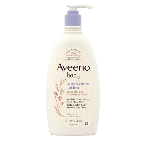 Aveeno Baby Calming Comfort Moisturizing Body Lotion with Lavender & Vanilla, 355ml (12 fl. oz) | Gentle, Non-Greasy, 24-Hour Hydration thumbnail 1