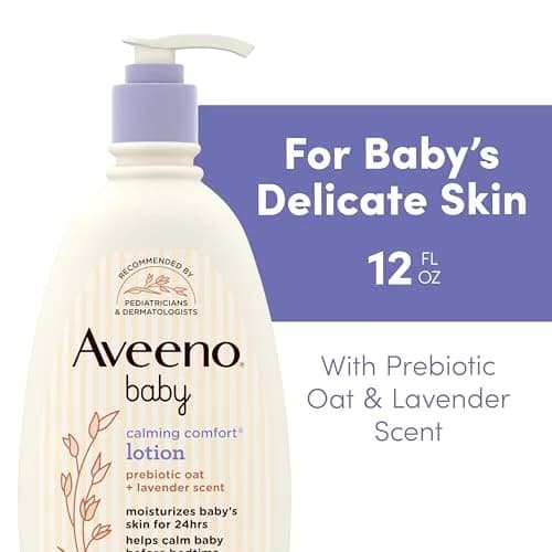 Aveeno Baby Calming Comfort Moisturizing Body Lotion with Lavender & Vanilla, 355ml (12 fl. oz) | Gentle, Non-Greasy, 24-Hour Hydration thumbnail 2