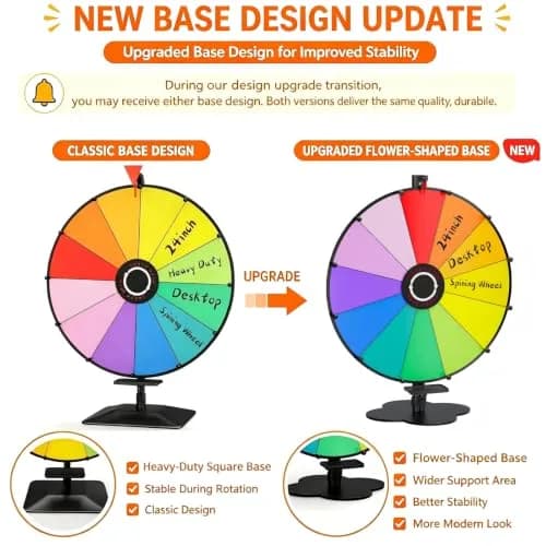 ORWOD 24-inch Tabletop Spinning Prize Wheel with Heavy-Duty Metal Stand | 12 Dry Erase Prize Slots thumbnail 7