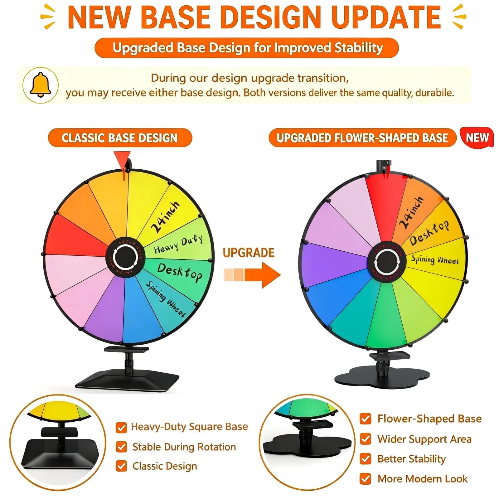 ORWOD 24-inch Tabletop Spinning Prize Wheel with Heavy-Duty Metal Stand | 12 Dry Erase Prize Slots thumbnail 7