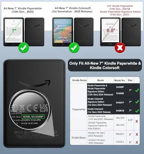MoKo Magnetic Case for 7" Kindle Paperwhite 12th Gen & Colorsoft | Waterproof, Auto Wake/Sleep, Lightweight Jade Green thumbnail 2