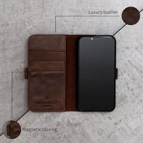 Porter Riley Leather Wallet Case for iPhone 18 Pro Max & 17 Pro Max | Genuine Leather, Card Slots & 360° Protection thumbnail 3