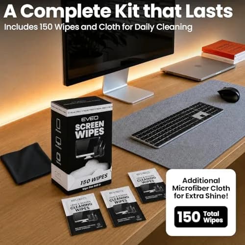 EVEO Screen Wipes 150 Pack | Streak-Free Cleaning for Electronics, Screens, and Lenses thumbnail 7