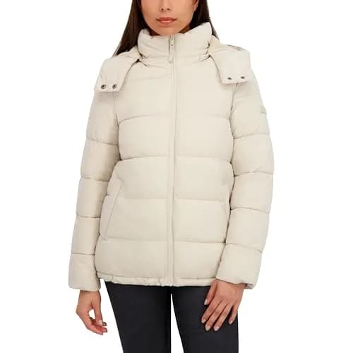 HFX Women's Stretch Removable Hood Puffer Jacket, Bone, X-Large | Cold-Weather Versatility with Recycled Insulation thumbnail 1