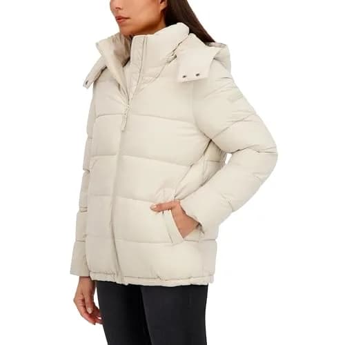 HFX Women's Stretch Removable Hood Puffer Jacket, Bone, X-Large | Cold-Weather Versatility with Recycled Insulation thumbnail 2