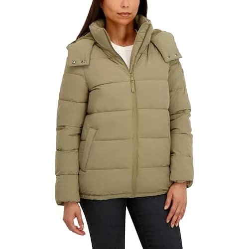 HFX Women's Stretch Removable Hood Puffer Jacket, Moss Green, Large | Water-Resistant, Recycled Insulation thumbnail 5