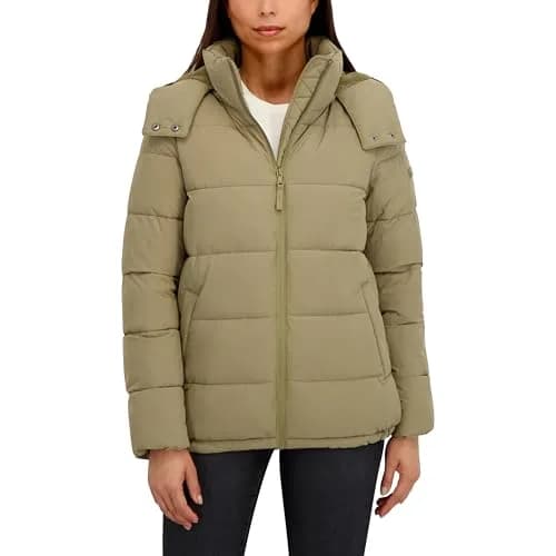 HFX Women's Stretch Removable Hood Puffer Jacket, Moss Green, Large | Water-Resistant, Recycled Insulation thumbnail 6