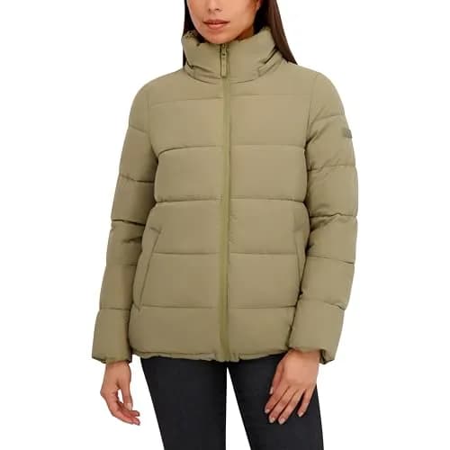 HFX Women's Stretch Removable Hood Puffer Jacket, Moss Green, Large | Water-Resistant, Recycled Insulation thumbnail 2
