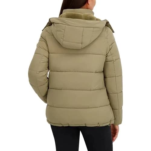 HFX Women's Stretch Removable Hood Puffer Jacket, Moss Green, Large | Water-Resistant, Recycled Insulation thumbnail 3