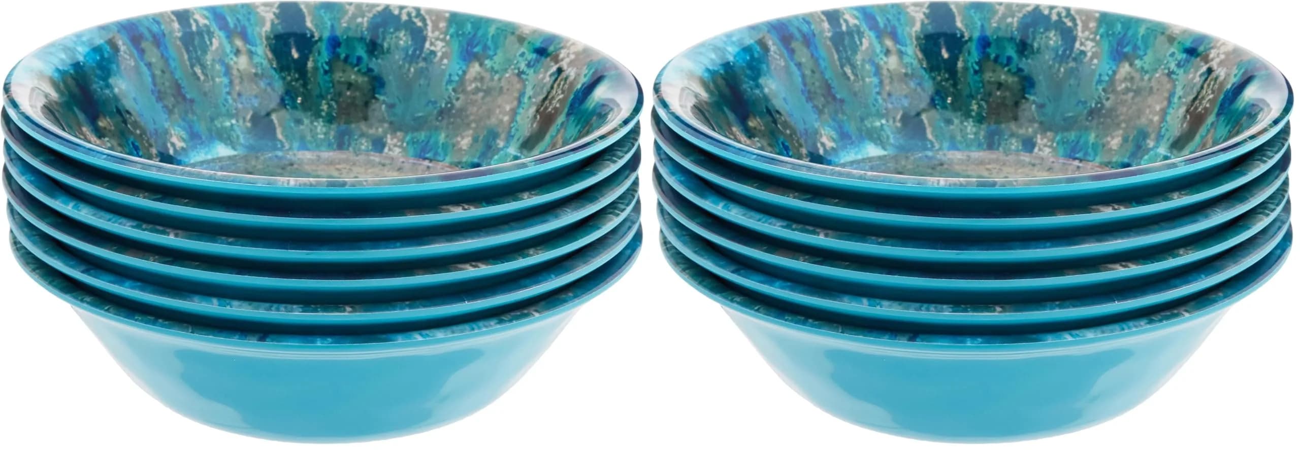 Certified International Radiance Teal Melamine 7.5" All Purpose Bowl Set of 6 | Deep Break-Resistant Coastal Style Dinnerware — Pack of 12