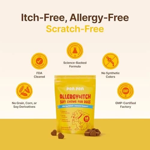 PENPEN Dog Allergy Relief Chews, Peanut Butter Flavor, 50ct | Supports Skin & Immune Health for Dogs thumbnail 9