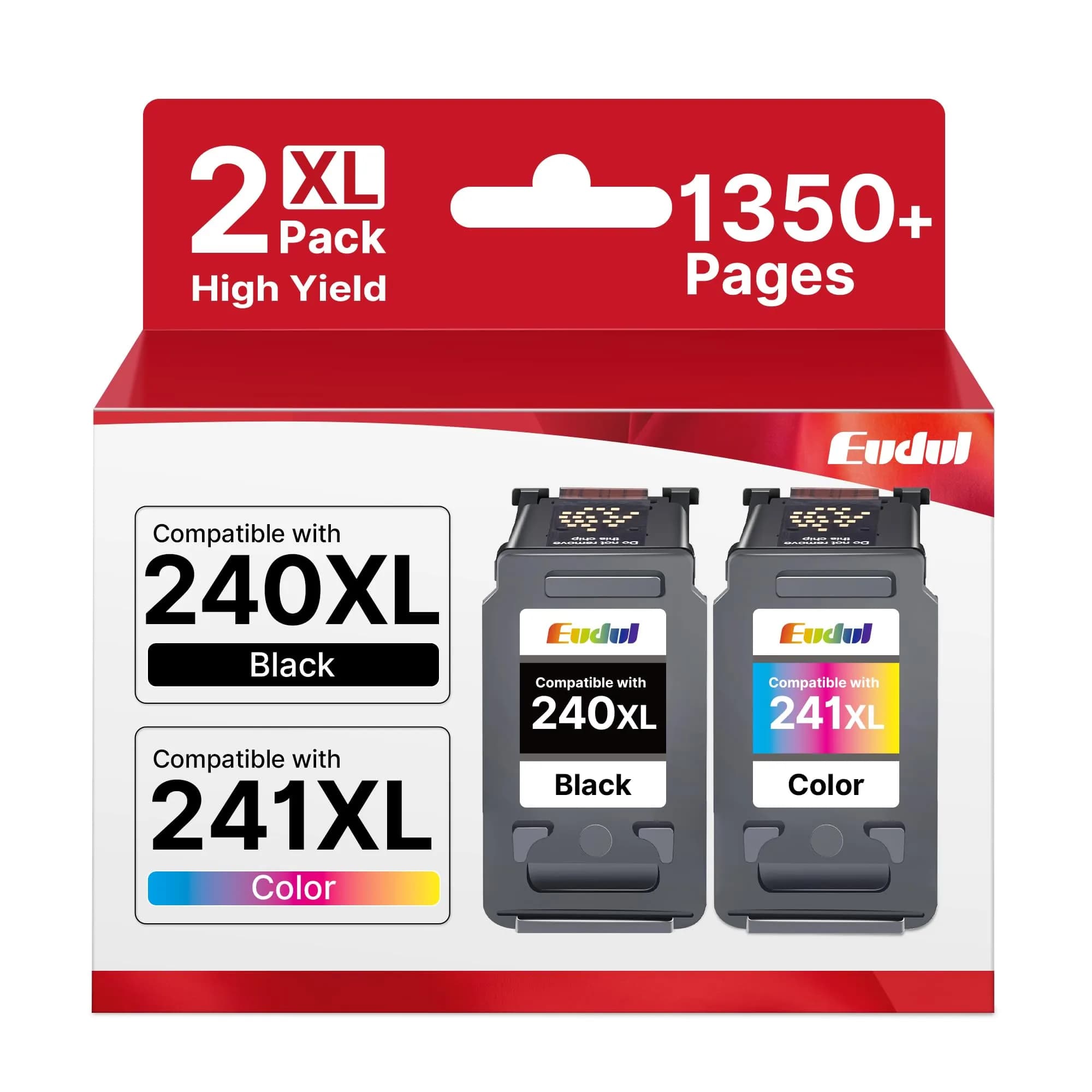 Eudul PG-240 XL & CL-241 XL Ink Cartridges for Canon | High Page Yield, Smart Chips, Compatible with PIXMA MG & MX Series