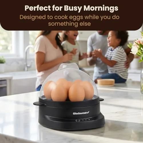 Elite Gourmet 7-Egg Electric Egg Cooker | Voice Alerts & Auto Shut-Off for Perfect Boiled Eggs thumbnail 7
