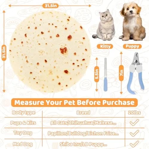 MASHDE 31.5" Tortilla Shape Blanket Cat Grooming Wrap for Cutting Nails | Soft Microfibre Restraint & Grooming Kit thumbnail 5