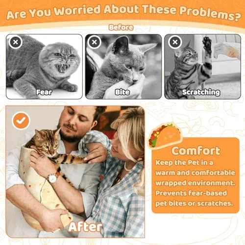MASHDE 31.5" Tortilla Shape Blanket Cat Grooming Wrap for Cutting Nails | Soft Microfibre Restraint & Grooming Kit thumbnail 7
