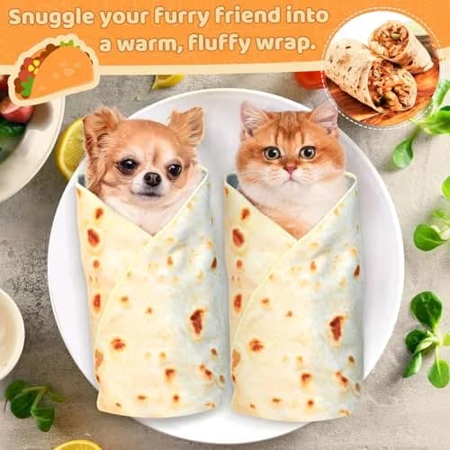 MASHDE 31.5" Tortilla Shape Blanket Cat Grooming Wrap for Cutting Nails | Soft Microfibre Restraint & Grooming Kit thumbnail 2