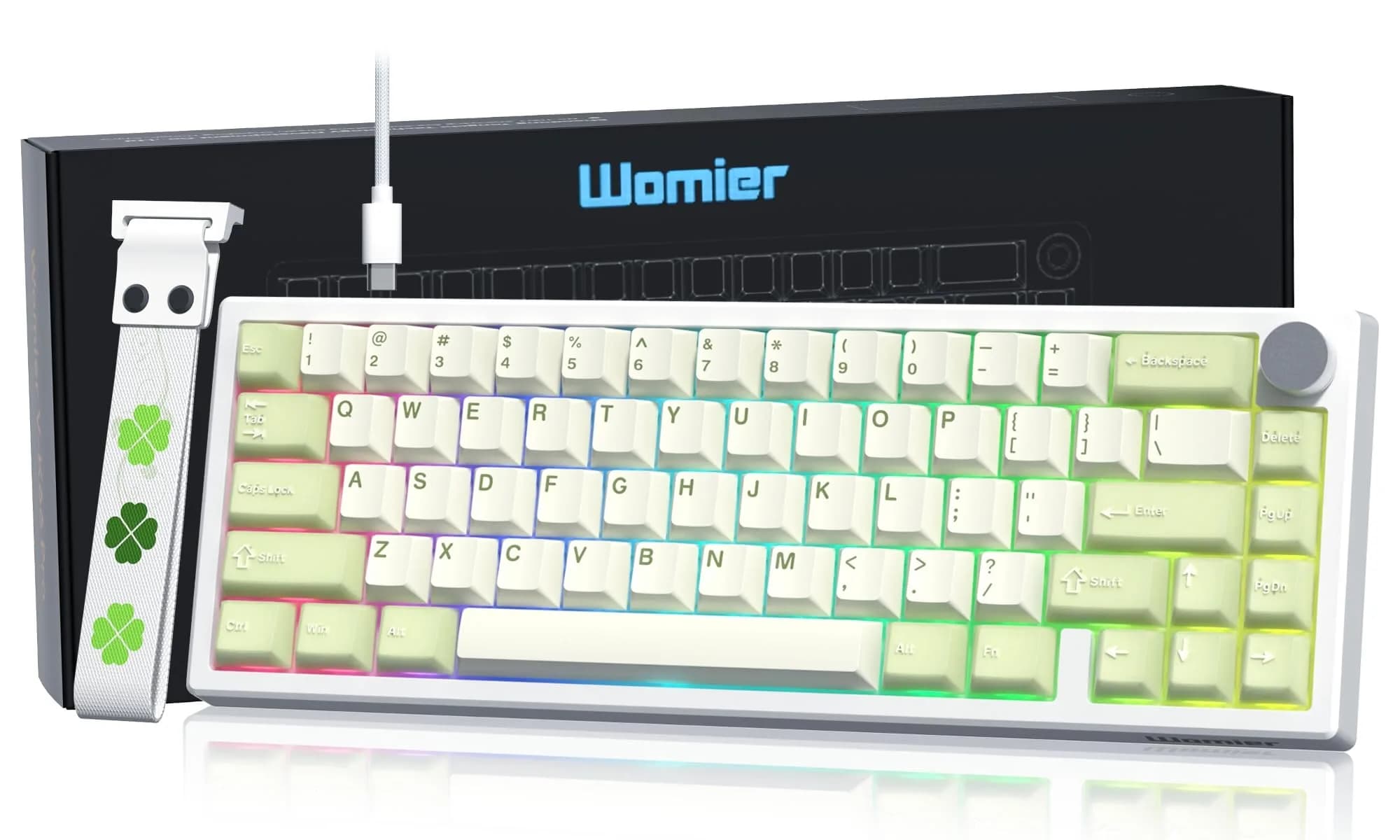 Womier WK61 V2 Mechanical Gaming Keyboard - 61 Keys Hot-Swappable Linear Red Switch, V-Green - main product image