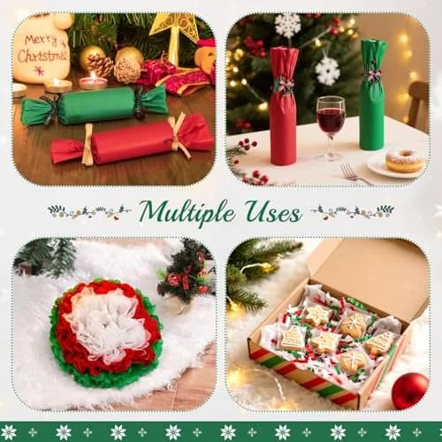 Simetufy Christmas Tissue Paper for Gift Bags 360 Sheets (20 x 30 Inches) | Red, Green, White Bulk Pack thumbnail 6