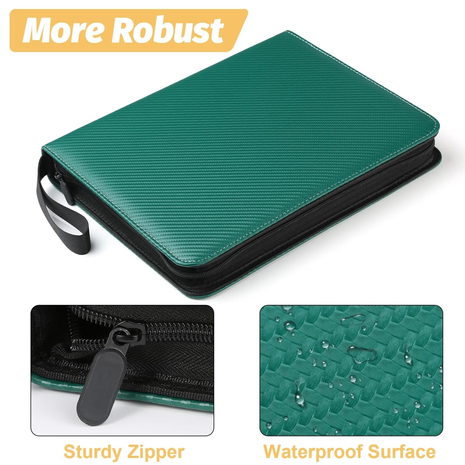 GERMUN 3 Ring 9 Pocket Zipper Card Binder for 720 Cards | Archival-Safe PU Leather - view 4