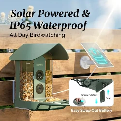 Kiwibit Bird Feeder with 4K Camera | Smart Wildlife Birdwatching Kit, IP65 Waterproof, Solar Powered, 512GB Storage, 4K Ultra HD thumbnail 5