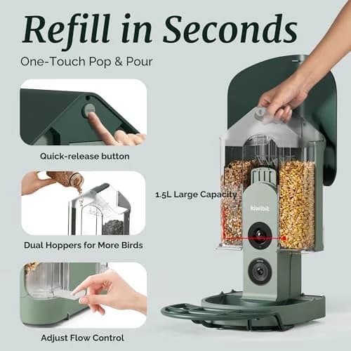 Kiwibit Bird Feeder with 4K Camera | Smart Wildlife Birdwatching Kit, IP65 Waterproof, Solar Powered, 512GB Storage, 4K Ultra HD thumbnail 7