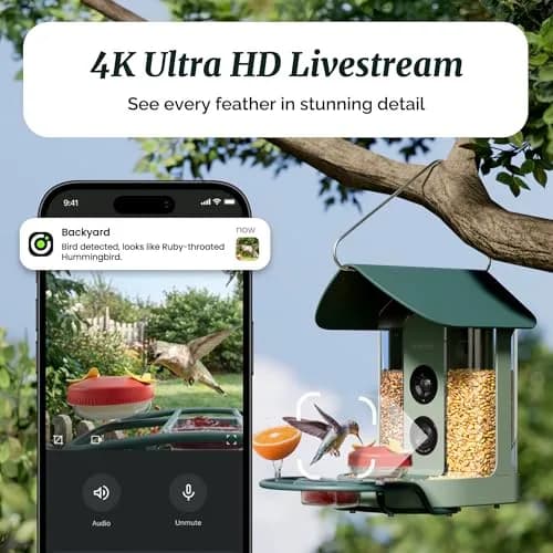 Kiwibit Bird Feeder with 4K Camera | Smart Wildlife Birdwatching Kit, IP65 Waterproof, Solar Powered, 512GB Storage, 4K Ultra HD thumbnail 2