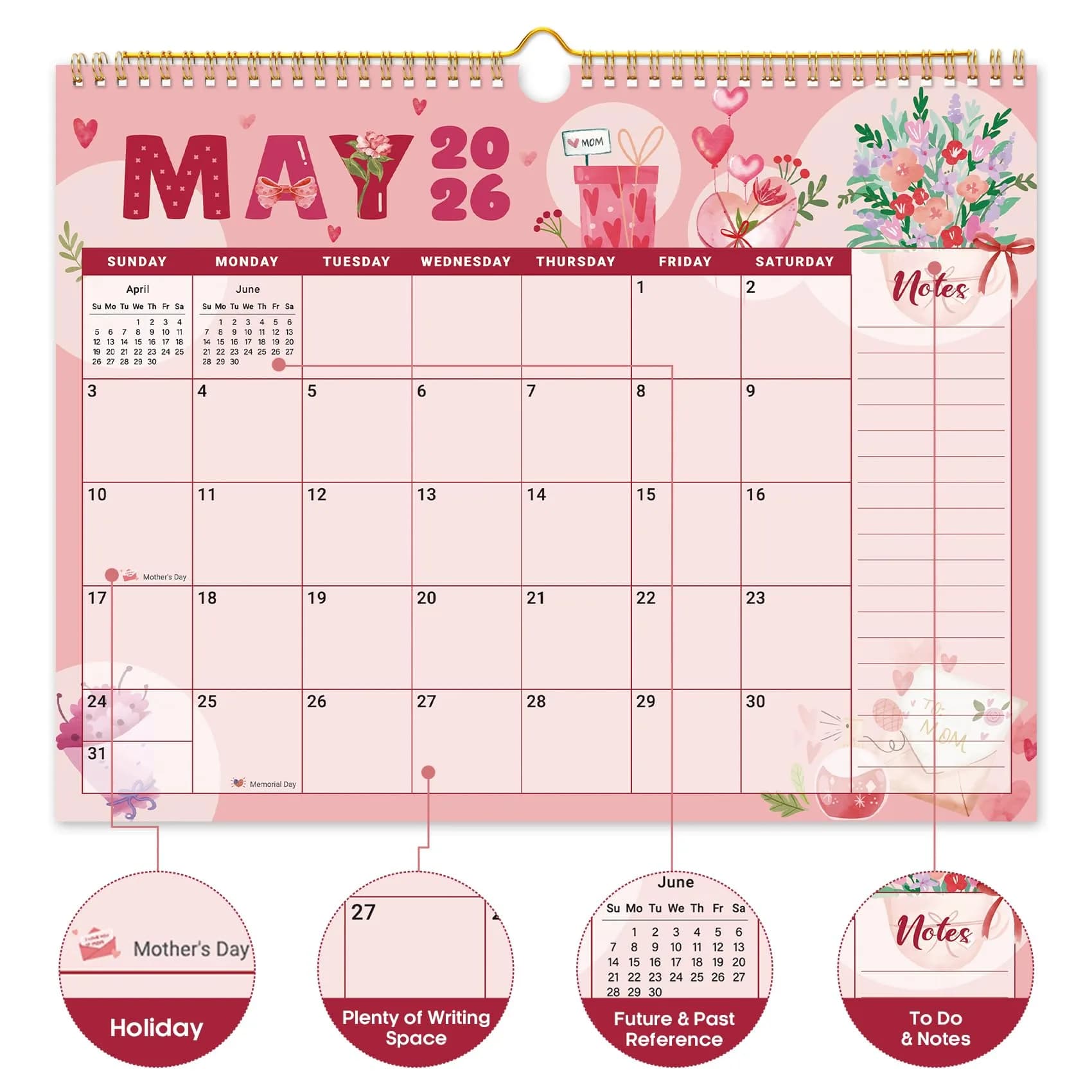 Taja Vivid Festival Wall Calendar 2025-2027 (14.7" x 11.5") | Vibrant Floral Patterns & Gilt Accents - view 2