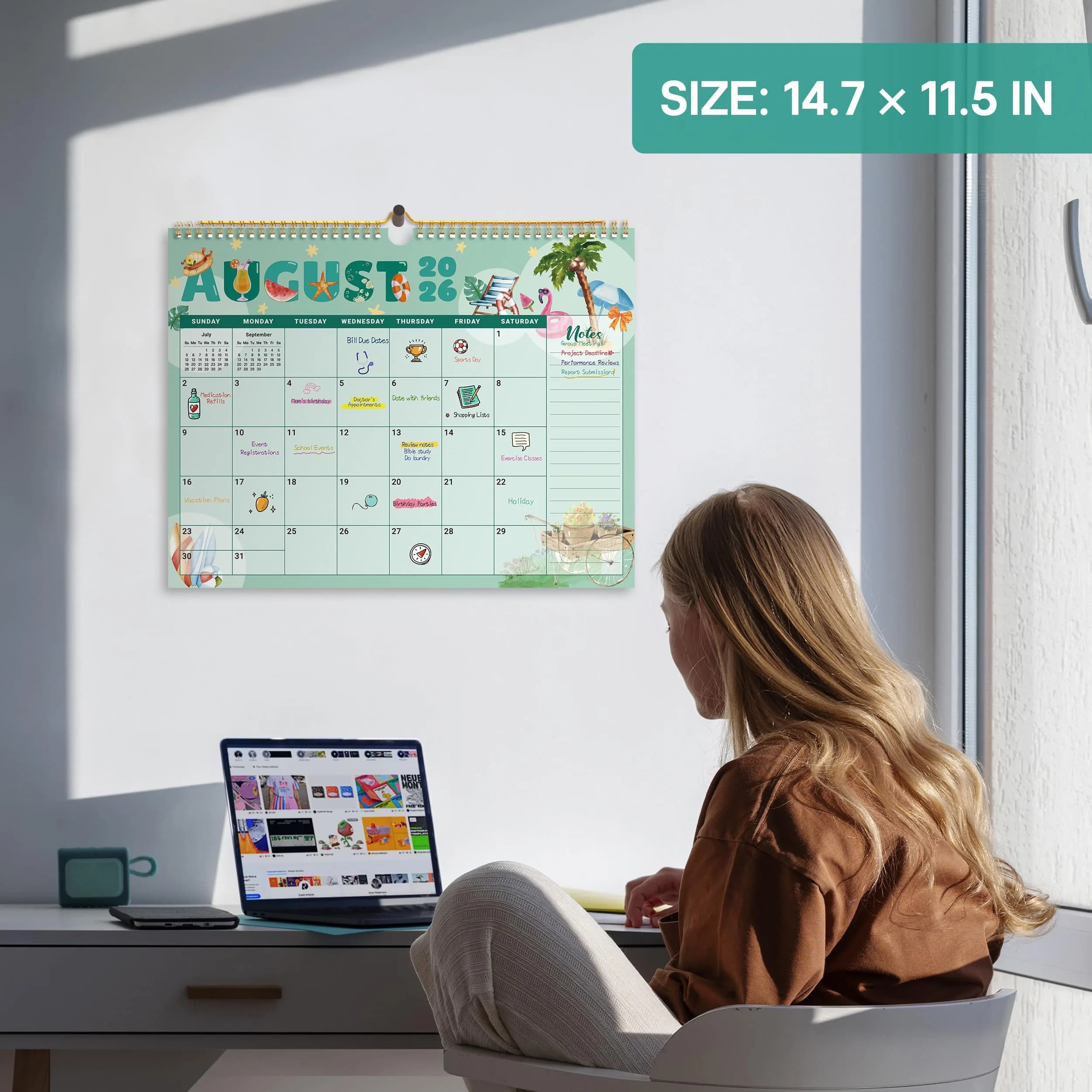 Taja Vivid Festival Wall Calendar 2025-2027 (14.7" x 11.5") | Vibrant Floral Patterns & Gilt Accents - view 4