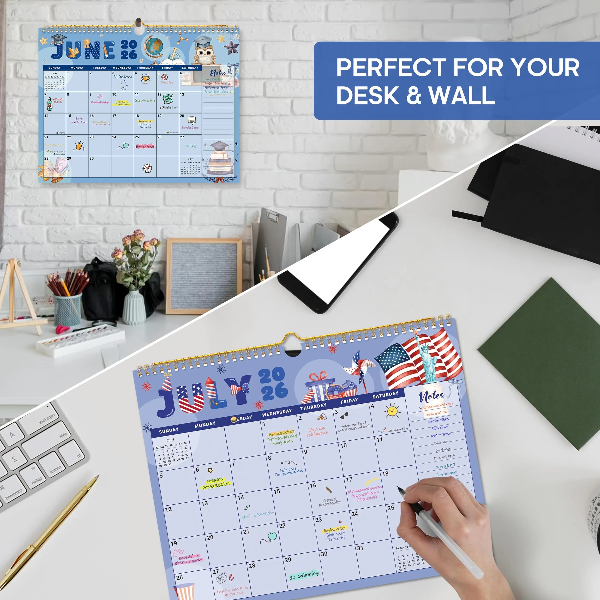 Taja Vivid Festival Wall Calendar 2025-2027 (14.7" x 11.5") | Vibrant Floral Patterns & Gilt Accents - view 6