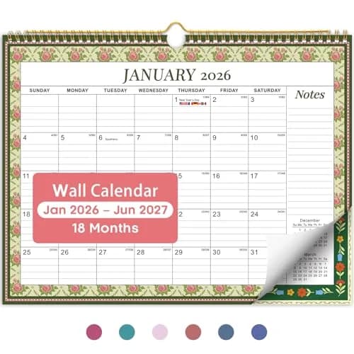 Taja 2026-2027 Wall Calendar 14.7" x 11.5" (36.8 cm x 29.2 cm) | 18-Month Floral Design thumbnail 1