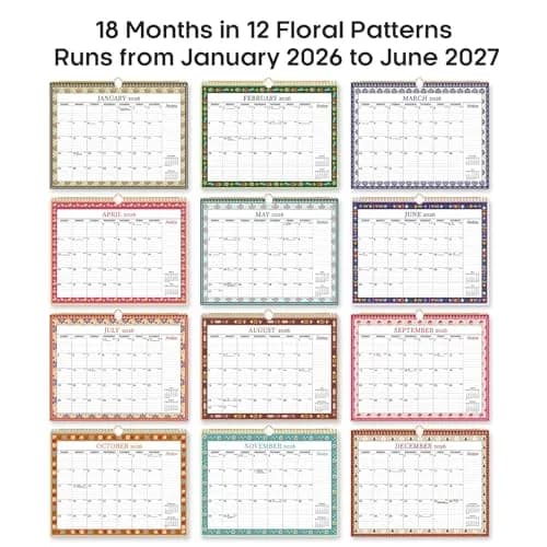 Taja 2026-2027 Wall Calendar 14.7" x 11.5" (36.8 cm x 29.2 cm) | 18-Month Floral Design thumbnail 7