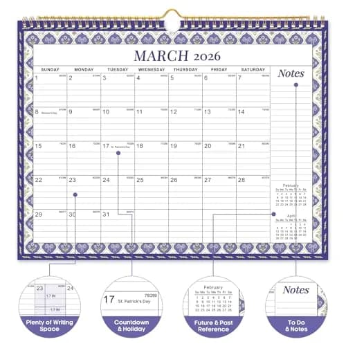Taja 2026-2027 Wall Calendar 14.7" x 11.5" (36.8 cm x 29.2 cm) | 18-Month Floral Design thumbnail 2