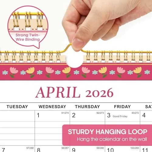 Taja 2026-2027 Wall Calendar 14.7" x 11.5" (36.8 cm x 29.2 cm) | 18-Month Floral Design thumbnail 3