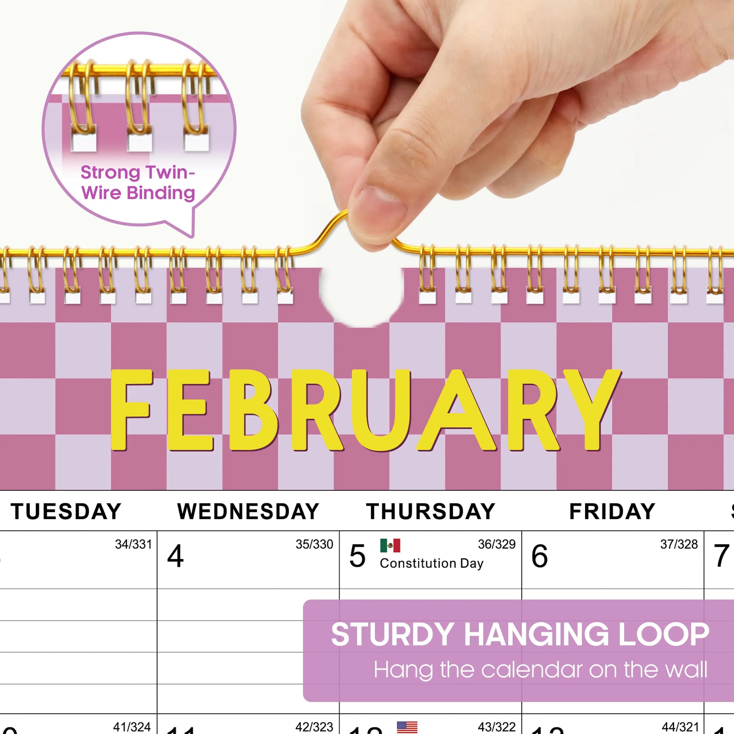 Taja Checkered Wall Calendar 2026-2027 (11.5" x 14.8") | Premium Quality Planning Boards - view 3