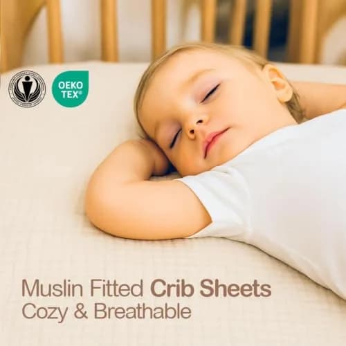 Mère & Moi 2 Pack Cotton Muslin Crib Sheets 28x52 | Breathable, Soft & Snug Fit thumbnail 6