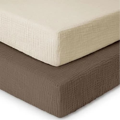 Mère & Moi 2 Pack Cotton Muslin Crib Sheets 28x52 | Breathable, Soft & Snug Fit thumbnail 8