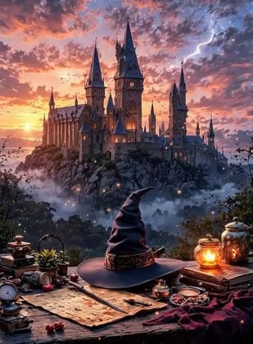 Fairyland JinWenn Magic Castle Paint by Numbers Kit for Adults Framed Canvas 29cm (11.63in) x 19cm (7.63in) | Easy Beginner Art Craft thumbnail 1