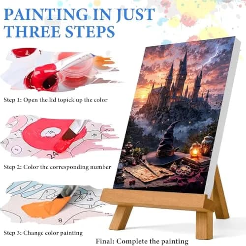 Fairyland JinWenn Magic Castle Paint by Numbers Kit for Adults Framed Canvas 29cm (11.63in) x 19cm (7.63in) | Easy Beginner Art Craft thumbnail 6