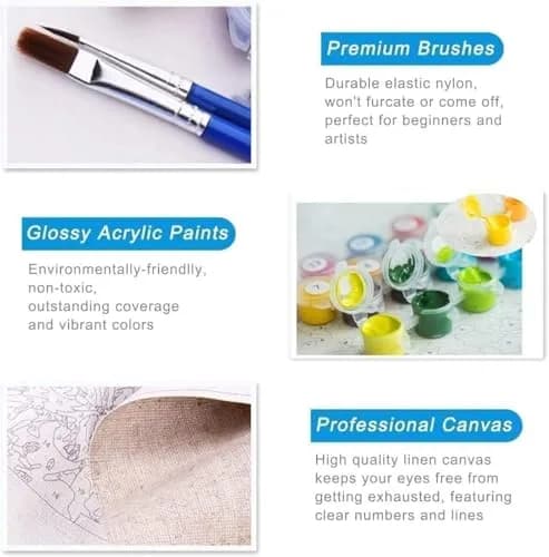 Fairyland JinWenn Italian Pasta Wine Paint by Numbers Kit for Adults Canvas 29.6 x 19.4 cm (11.6 x 7.6 inches) | Relaxing Hobby for Beginners thumbnail 7